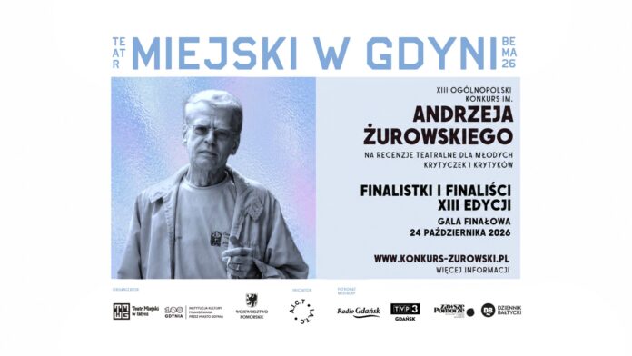 Plakat XIII Konkursu im. Andrzeja Żurowskiego z informacją o finalistach i gali finałowej 24 października 2026 w Gdyni.